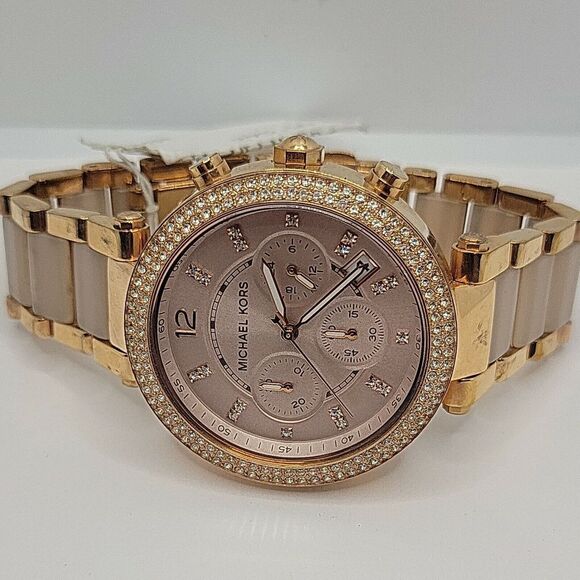 Michael Kors MK5896 Women's Stainless Steel Analog Blush Dial Quartz Watch BC718 - Picture 6 of 10